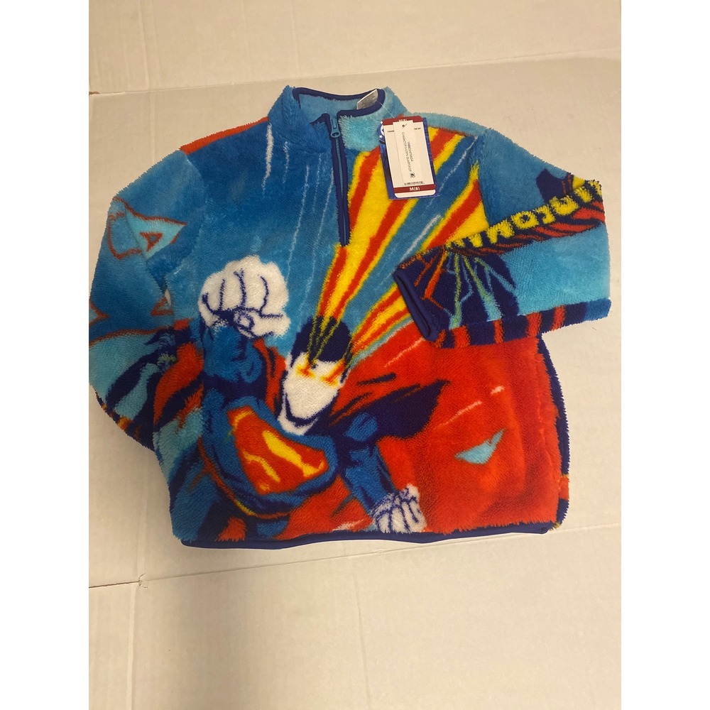 DC Comics Superman Boy's Sherpa Fleece Quarter Zip Pullover Blue M (8) NWT